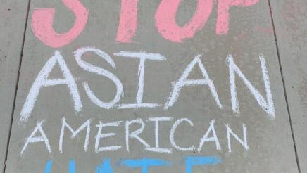 Stop Asian American Hate chalk writing