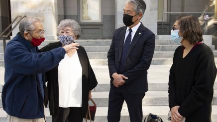 Asm. Muratsuchi listens on as guest speaks