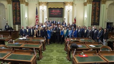 Assemblymembers gathered to show solidarity with the Ukrainian people