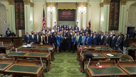 Assemblymembers gathered to show solidarity with the Ukrainian people