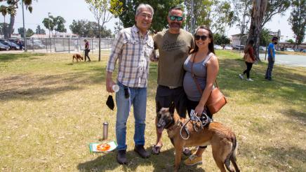 Asm. Muratsuchi with happy couple and adopted dog