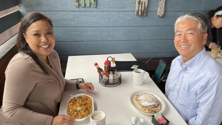 Asm. Muratsuchi and Gardena Mayor Tasha Cerda enjoying a meal