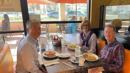 Asm. Muratsuchi at breakfast with meeting with Mayor Cindy Segawa and Mayor Pro Tem Barry Waite