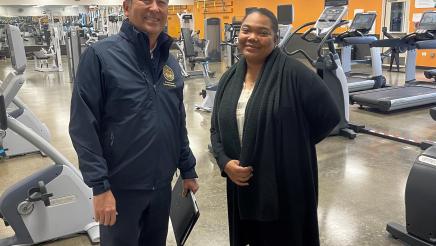 Asm. Muratsuchi and Jennifer Carter in gym area