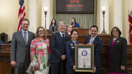 Asm. Muratsuchi , Speaker Rendon and other members honoring Colonel Mia L. Walsh