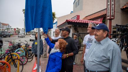 Unveiling new Julian Katz street sign