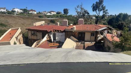 Home damaged by the landslide