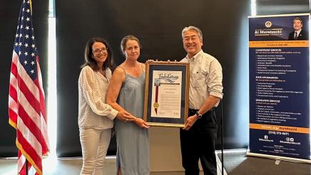 Asm. Muratsuchi presenting two constituents with an Assembly resolution