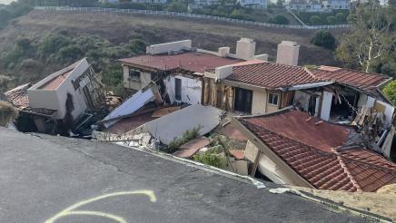 Taped-off collapsed building
