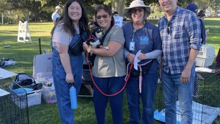 Asm. Muratsuchi with LA Animal Services staffer and two constituents, one holding dog