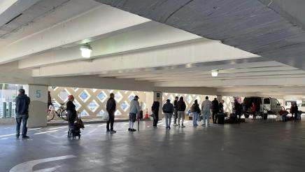 Homeless constituents in line to receive supplies