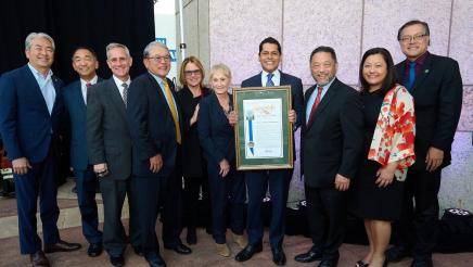 Asm. Muratsuchi and other officials presenting an Assembly Resolution