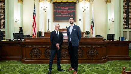 Asm. Muratsuchi and Pres. Goldberg on the Assembly Floor