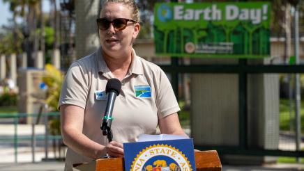 Adrienne Mohan, Palos Verdes Peninsula Land Conservancy at podium, speaking