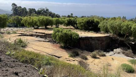 Open ground with landslide damage