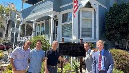 Asm. Muratsuchi and administrators in front of Beacon House