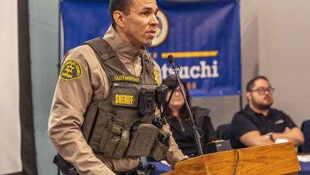 Sheriff at podium, speaking