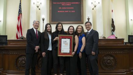 Asm. Muratsuchi with Dr. Sahara's family on the Assembly Floor