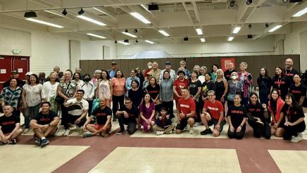 Large group photo of event participants