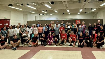 Large group photo of event participants