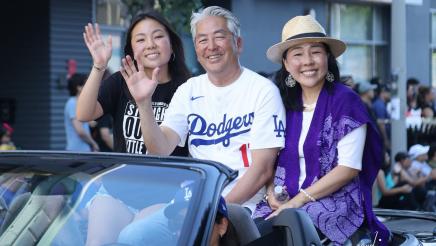Asm. Muratsuchi and family in back of parade car